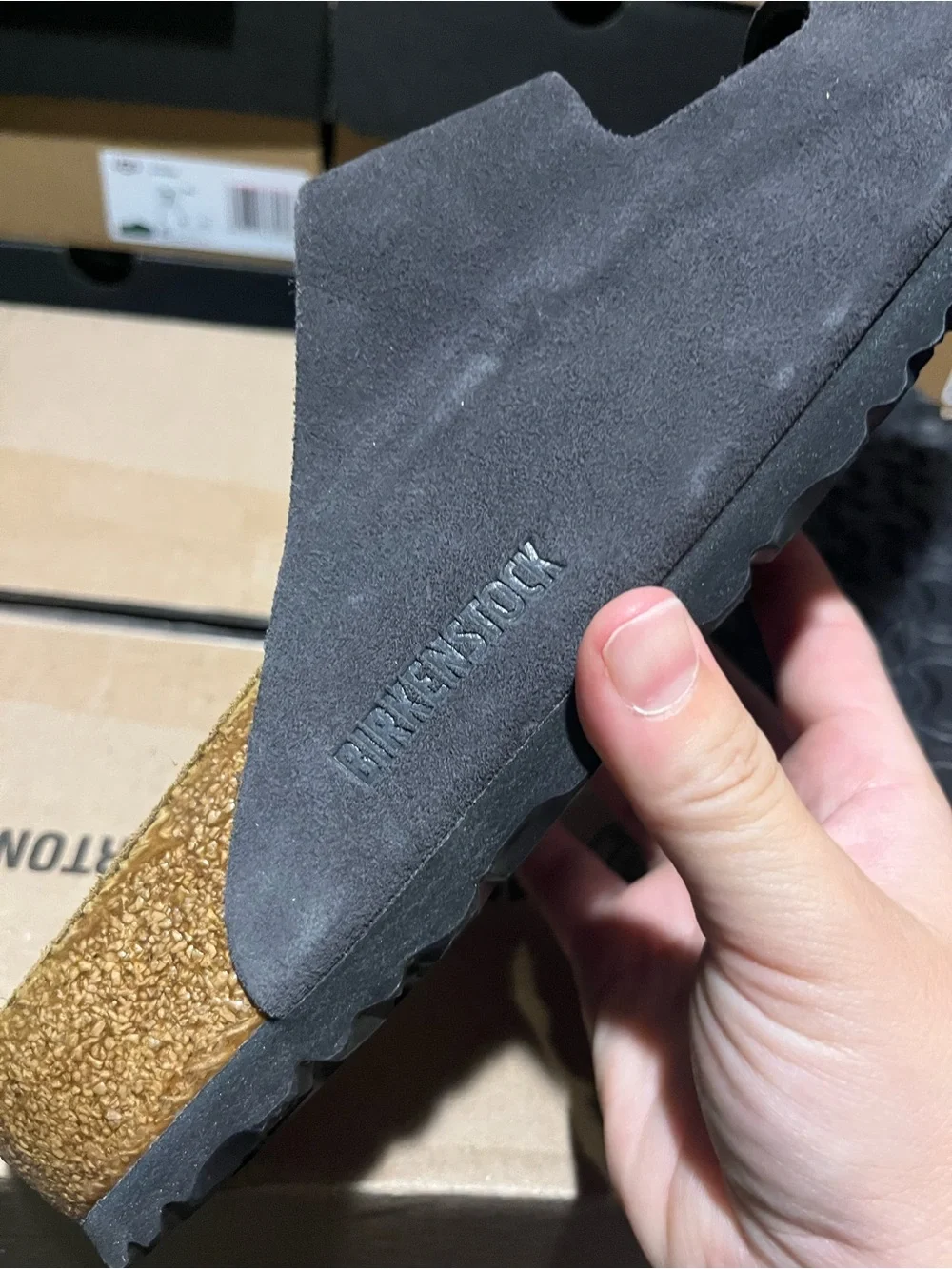 Birkenstock mens Arizona Two-Buckle Sandals in Dark Brown softbed 1000126 GY/BG